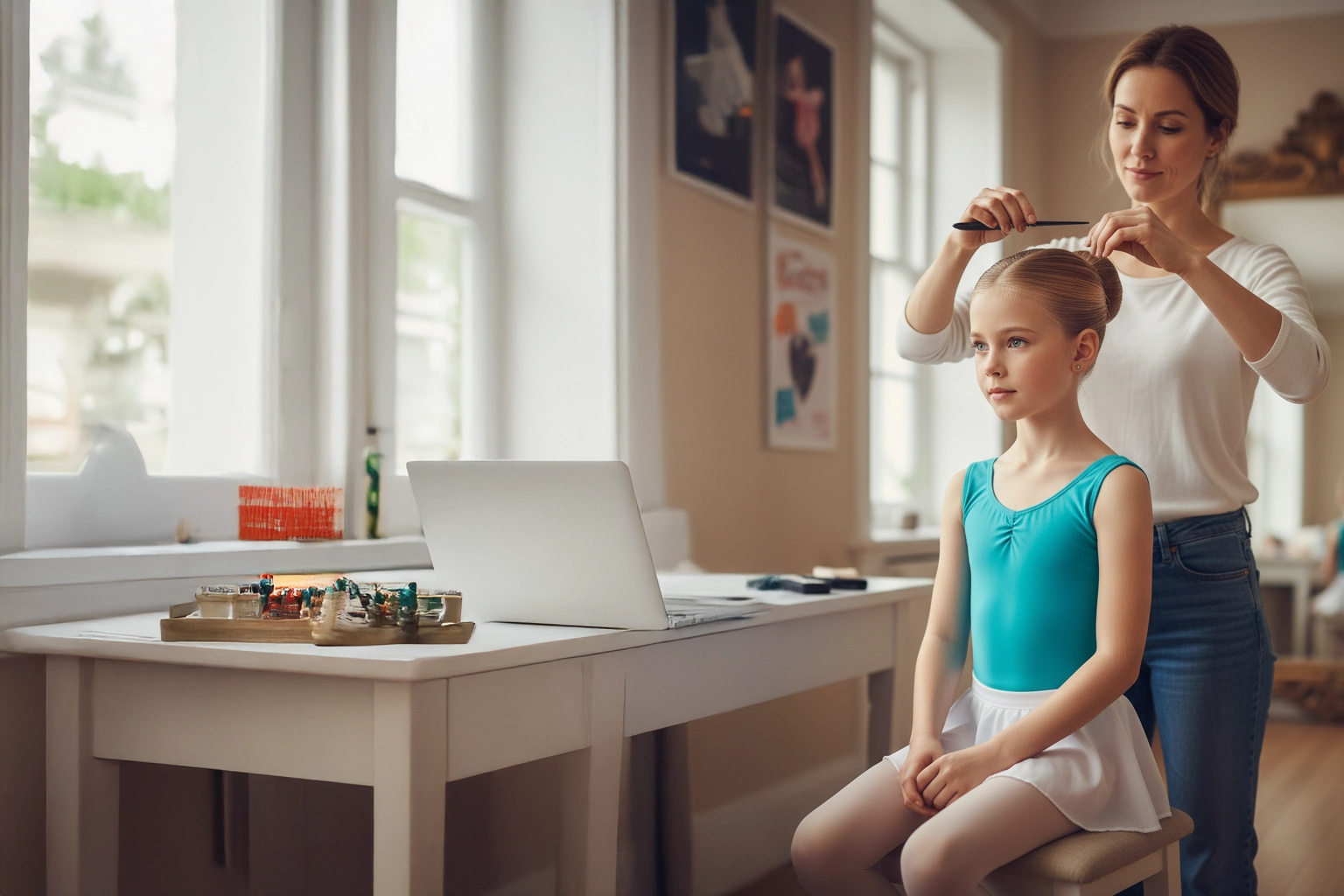 Parent doing hair bun